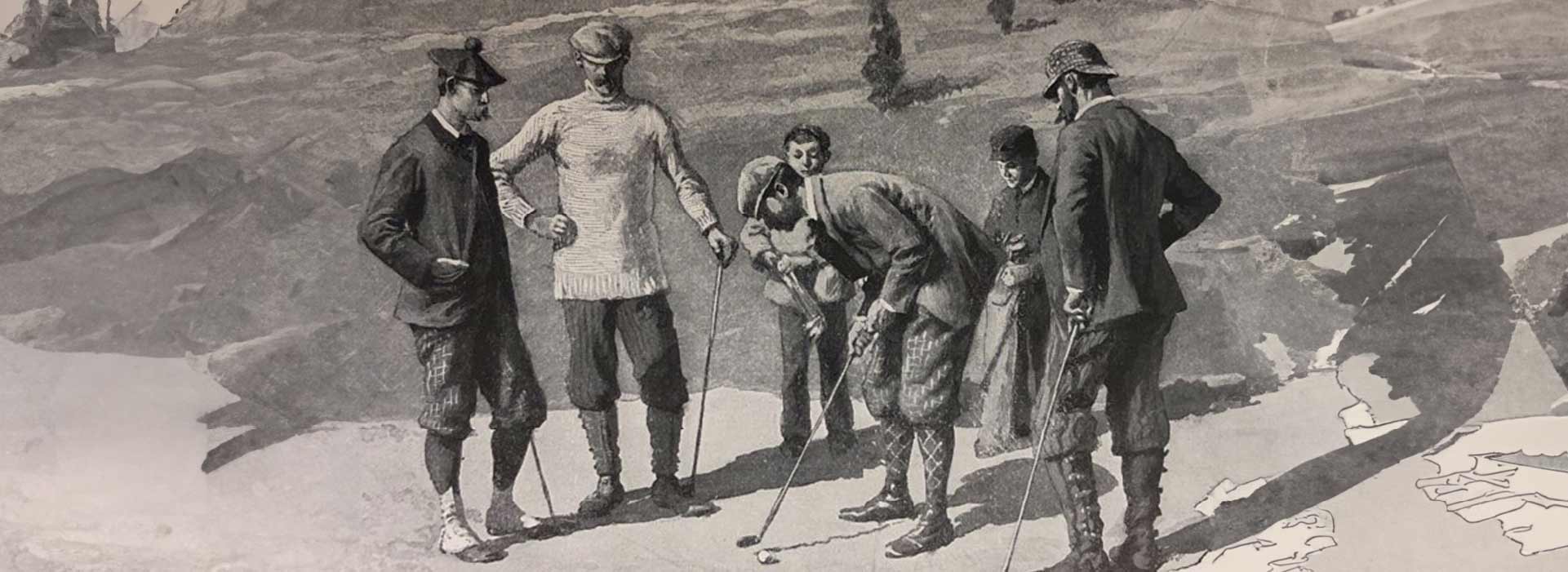 Ilustração de homens jogando golfe