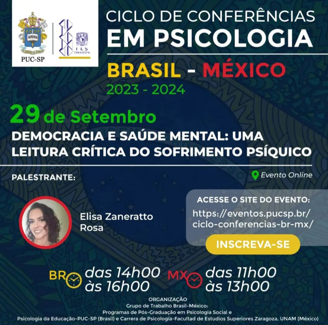 Ciclo de Conferências em Psicologia: Brasil - México - 29/09