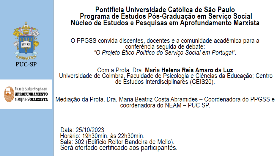 Convite Debate - O Projeto Ético-Político do Serviço Social em Portugal
